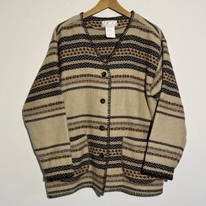 Vintage Tristan Iseut Wool Blend Southwestern Aztec Cardigan Sweater Mens Medium